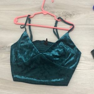 Green velvet crop top